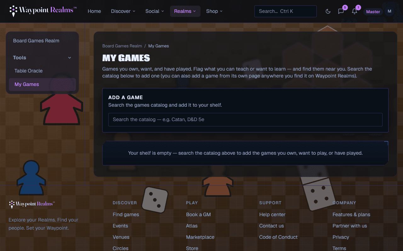 My Games showing owned, want and played shelves.